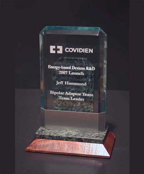 Freestanding Acrylic & Glass Awards - Lexus with Beveled Wood Base