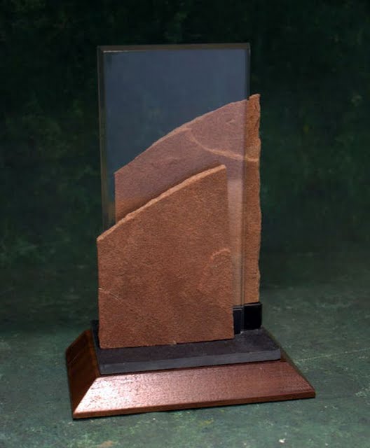 Freestanding Metal & Stone Awards - Double Slant