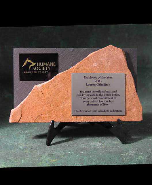 Small Desktop Metal & Stone Awards - Horizontal Double Stone