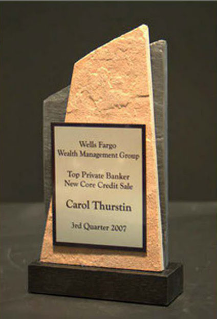 Metal & Stone Small Desktop Awards - Tall Slant Peak