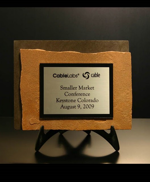 Metal & Stone Small Desktop Awards - Thin Offset Flagstone Mini-plaque