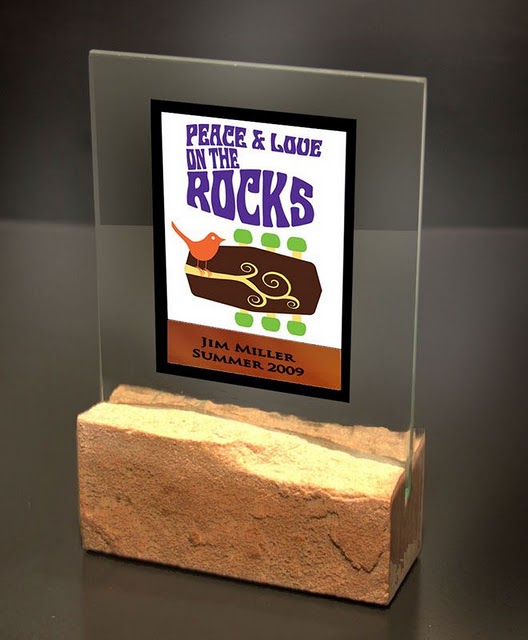 Recycled Content Awards - Floating Graphic On a Rock
